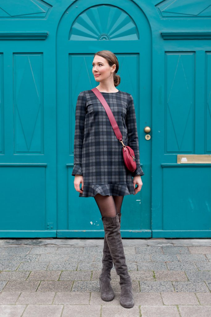 Outfit: Zara Mini Plaid Dress + Furla Club Bag | Mood For Style